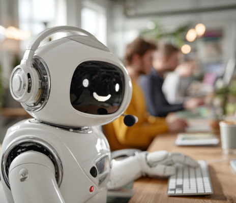 embanuet_A_professional_robot_with_a_headset_smiling_and_talkin_aacc8fa0-3a5b-499e-9aa9-557e5f0627c1